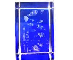 ３Ｄクリスタル　クマノミと熱帯魚　ブルー　Ｍ