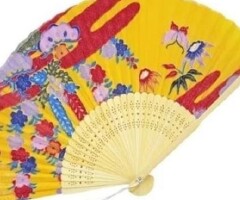 扇子シルク　紅型　Ｙ　ケース入
